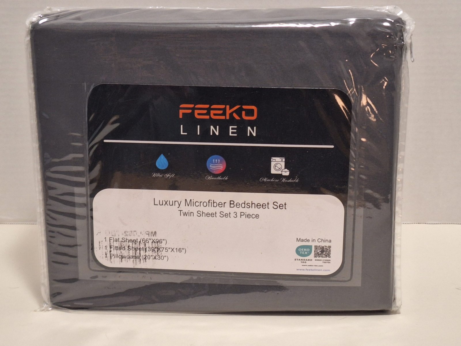 Sheet Set 3 Piece Dark Gray Microfiber Twin Luxury Bedding Gift Warm