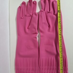 4 Pairs Rubber Kitchen Gloves , Pink, Size Medium, Dishwashing, Cleaning