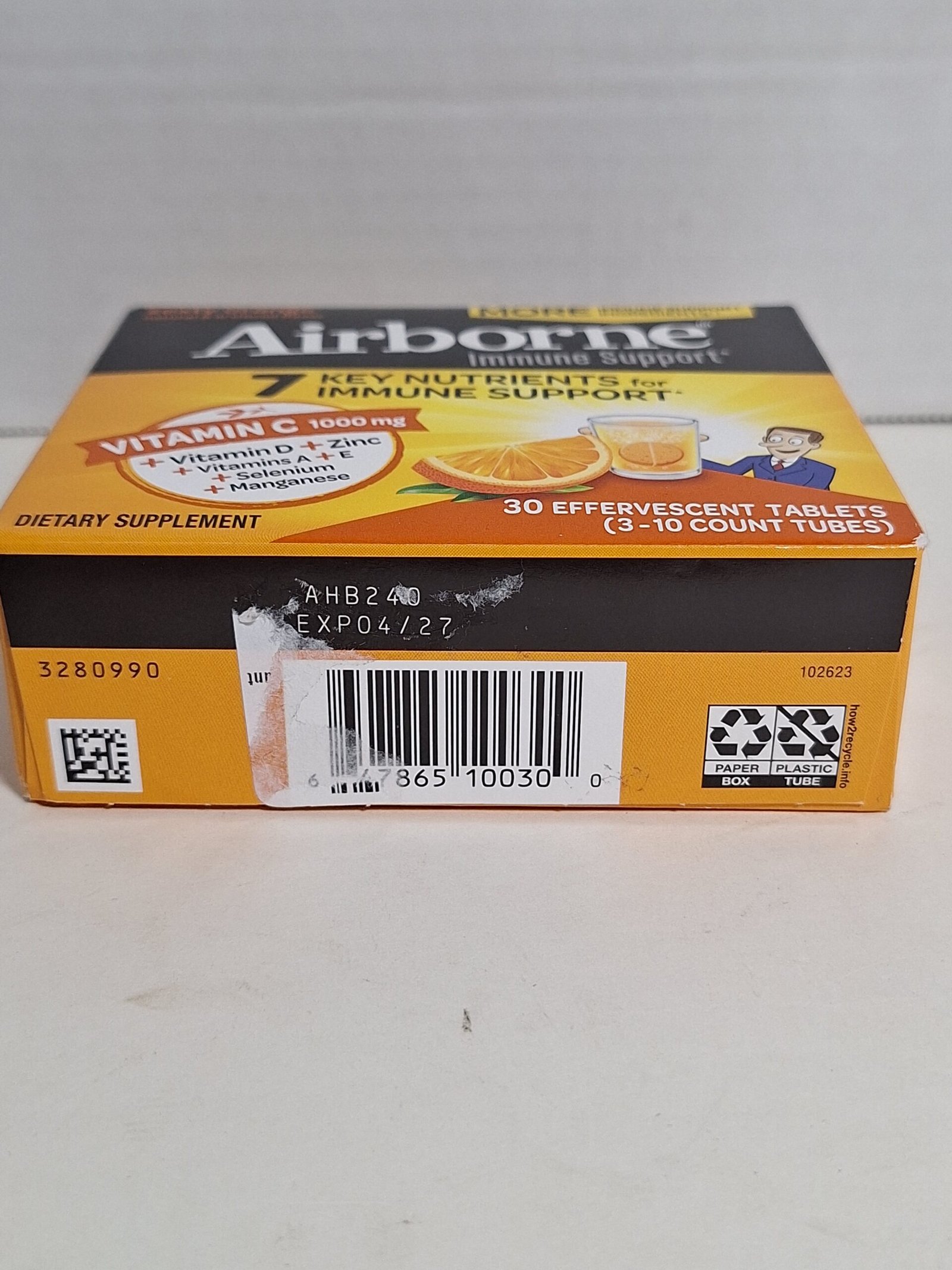 Airborne Immune Support Effervescent Tablets Zesty Orange X2 30 Count Exp 2027+ - Image 6