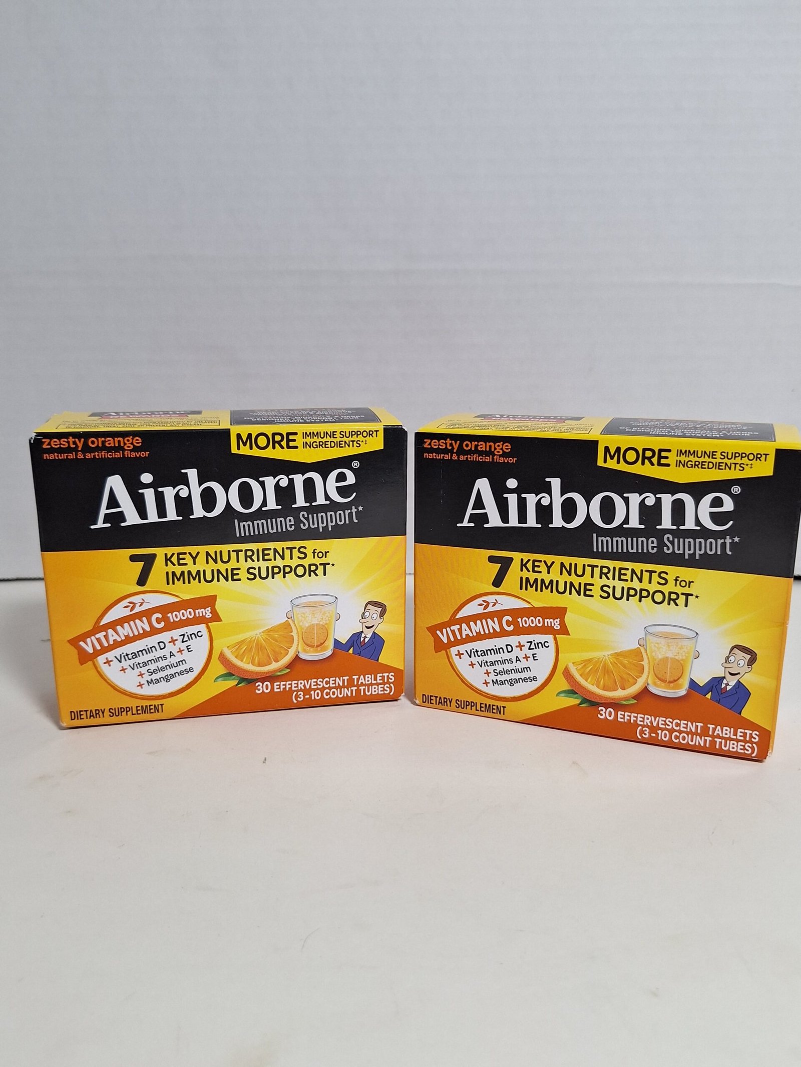 Airborne Immune Support Effervescent Tablets Zesty Orange X2 30 Count Exp 2027+ - Image 2