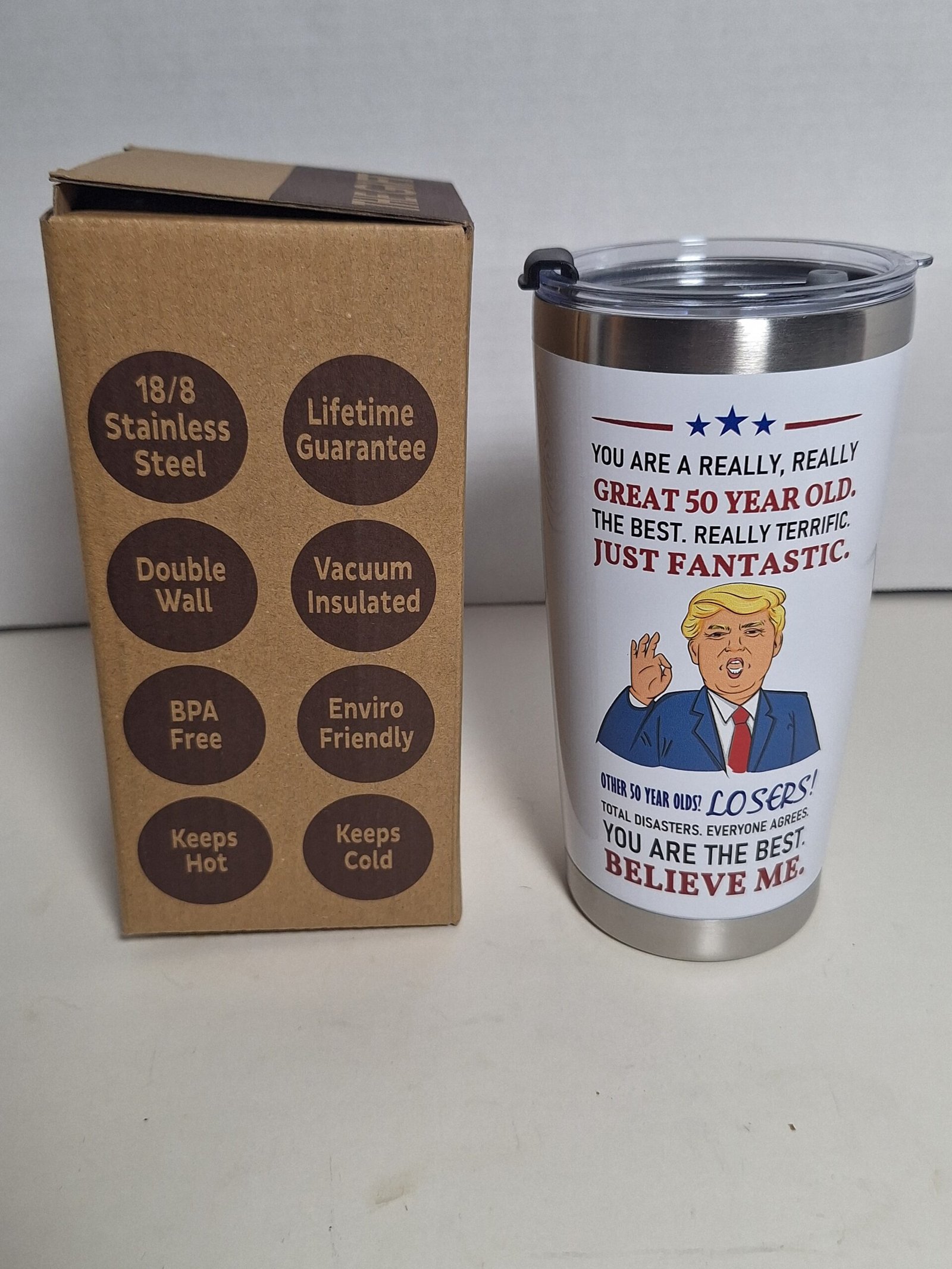Donald Trump Travel Tumbler 50th Birthday Great Gift . Insulated 20 oz