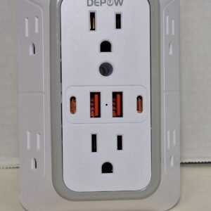Depow 10-in-1 Outlet Extender Surge Protector, 6 AC outlets and 4 USB ports